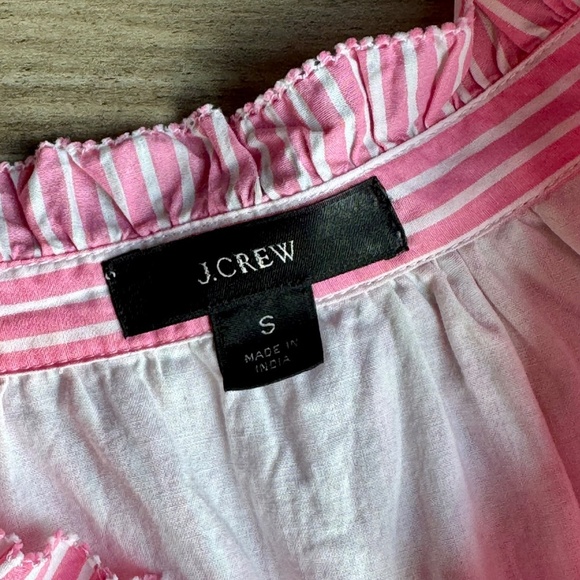 J.Crew Sleeveless Seersucker Tiered Popover Mixed Stripe Pink Poplin Dress Siz S - Picture 4 of 13